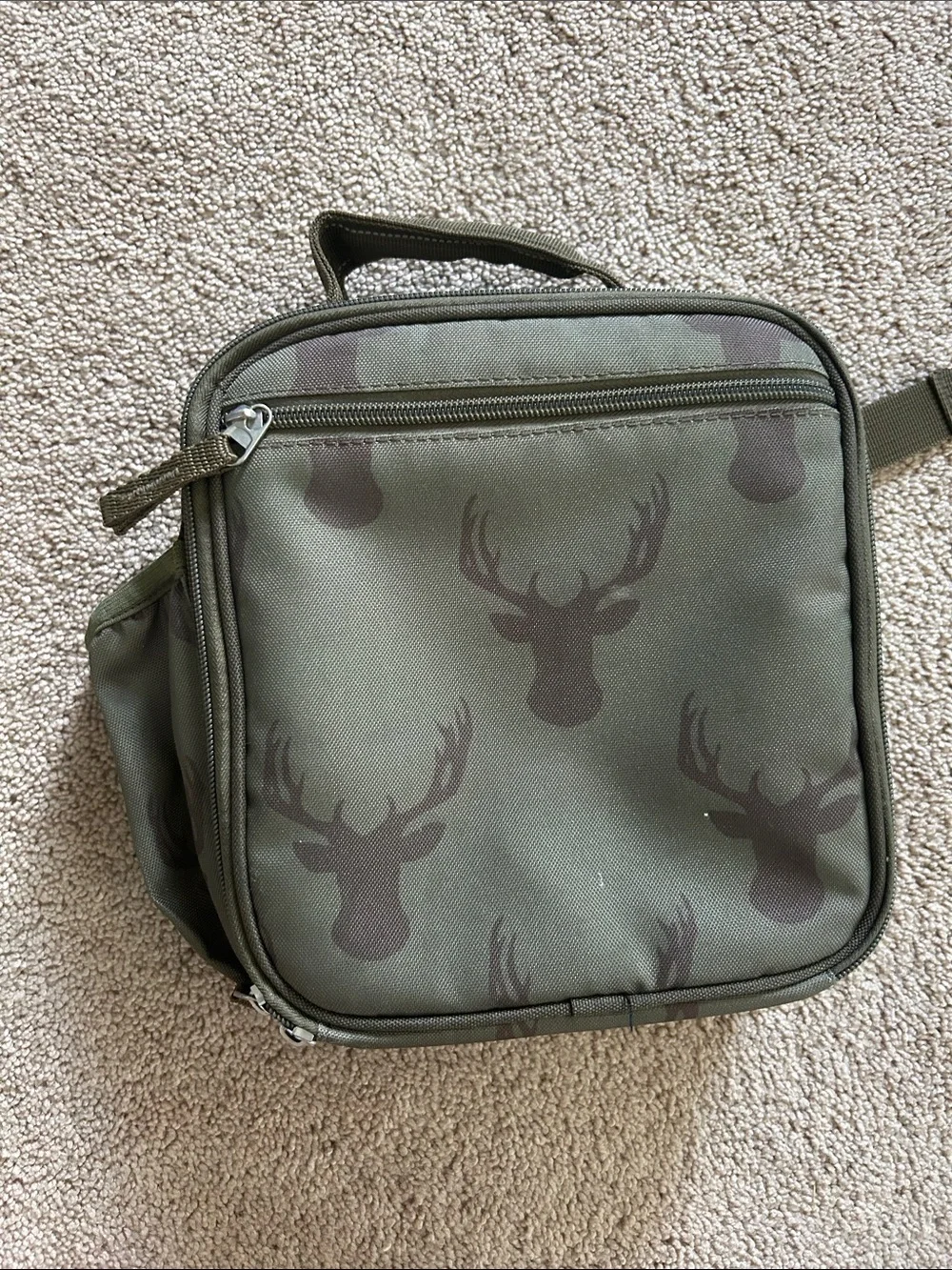 Sweet Honey Olive Green Deer-Print Kid’s Backpack & Lunch Bag Set